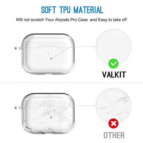 Valkit Compatible Airpods Pro Case Cover, Clear Airpod Pro Soft TPU Protective Case 2019 with Keychain Shockproof Cover for Apple Airpods Pro Charging Case [Front Led Visible] - Transparent