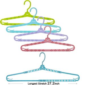 Extra Large Hangers Big Clothes Hangers Enlarge Adjustable Shoulder 16.4"-27.2" Drying Hanger 4 Pack Sturdy Hangers for Wide Polos Tops Cardigans Quilt Bath Towel Big and Tall Shirts 4 Colors Hanger