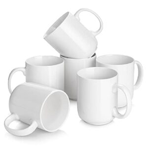 dowan 20 oz coffee mugs set of 6, large white coffee mugs with handles, ceramic coffee cups for coffee, tea, hot cocoa, large mugs for women men, party, diy gifts