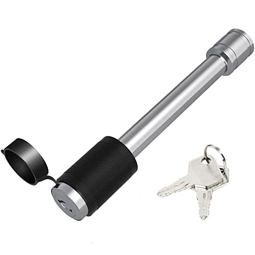 YITAMOTOR 4-Inch Hitch Receiver Pin Lock with 5/8" Diameter, Extra Long Stainless Steel Trailer Hitch Locking Pin, Fits Class III IV 2" & 2-1/2" Receiver, Silver