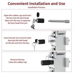 YITAMOTOR 4-Inch Hitch Receiver Pin Lock with 5/8" Diameter, Extra Long Stainless Steel Trailer Hitch Locking Pin, Fits Class III IV 2" & 2-1/2" Receiver, Silver