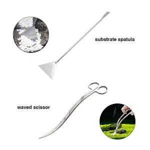 Aquascaping Tools 7 in 1 Kit Aquarium Scissors Plant Tools Curved & Waved Scissor Tweezers Spatula Stainless Steel Anti Rust Aquascape Tools for Fish Tank