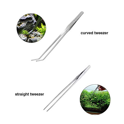 Aquascaping Tools 7 in 1 Kit Aquarium Scissors Plant Tools Curved & Waved Scissor Tweezers Spatula Stainless Steel Anti Rust Aquascape Tools for Fish Tank