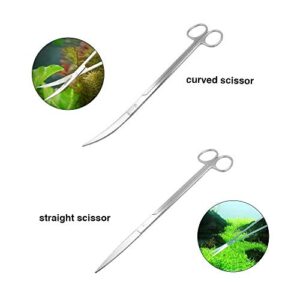 Aquascaping Tools 7 in 1 Kit Aquarium Scissors Plant Tools Curved & Waved Scissor Tweezers Spatula Stainless Steel Anti Rust Aquascape Tools for Fish Tank