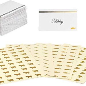 Set of 50 place cards with 200 Meal Choice stickers (Gold)