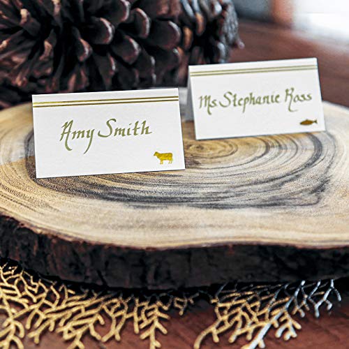 Set of 50 place cards with 200 Meal Choice stickers (Gold)