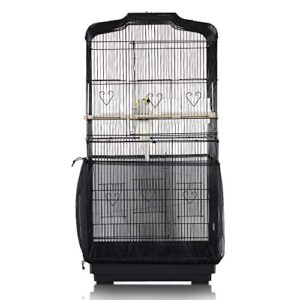 asocea bird cage seed catcher,universal bird cage cover skirt,adjustable parakeet cage nylon mesh netting for round square cages prevent scatter and mess- black 78.7inch (not include birdcage)