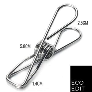 Eco Edit Eco-Clips | 316 Marine Grade Stainless Steel Pegs Clothes pins | 40 Pack | Sustainable, Eco Friendly, Stylish and Modern | Home, Laundry, Office or Gift | Multipurpose | No Rust, Marks, Waste