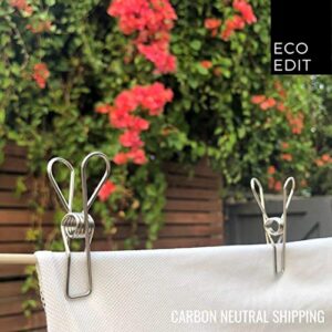 Eco Edit Eco-Clips | 316 Marine Grade Stainless Steel Pegs Clothes pins | 40 Pack | Sustainable, Eco Friendly, Stylish and Modern | Home, Laundry, Office or Gift | Multipurpose | No Rust, Marks, Waste