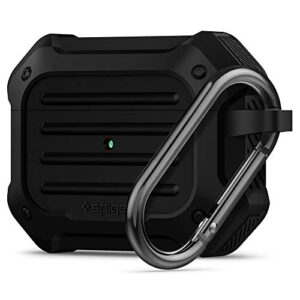 spigen tough armor designed for apple airpods pro case cover with keychain (2019) - black
