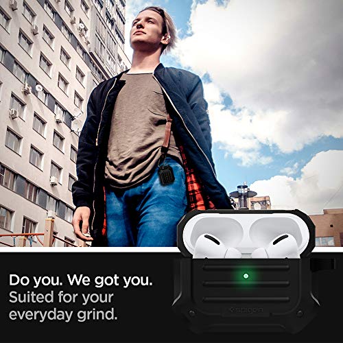 Spigen Tough Armor Designed for Apple Airpods Pro Case Cover with Keychain (2019) - Black