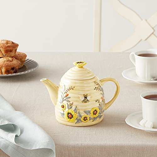 Bee Sweet 32 oz. 3-D Beehive Teapot Ceramic,Multi Colored