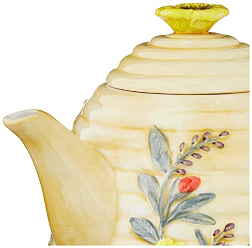 Bee Sweet 32 oz. 3-D Beehive Teapot Ceramic,Multi Colored