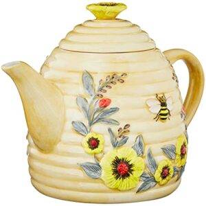 Bee Sweet 32 oz. 3-D Beehive Teapot Ceramic,Multi Colored