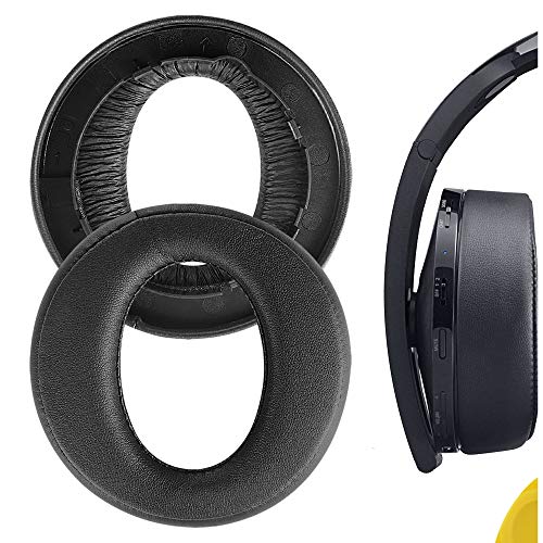 Geekria QuickFit Protein Leather Ear Pads Replacement for Sony Playstation Platinum Wireless Headset, PS4 Platinum Wireless Headphones Earpads, Headset Ear Cushion Repair Parts (Black)