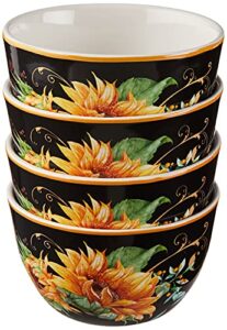 certified international sunflower fields 5.25" ice cream/dessert bowls, set of 4, multi colored