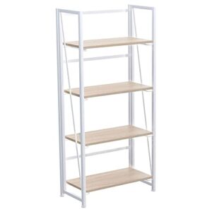 GHQME No-Assembly Folding Bookshelf Storage Shelves 4 Tiers Vintage Multifunctional Plant Flower Stand Storage Rack Shelves Bookcase for Home Office (White)