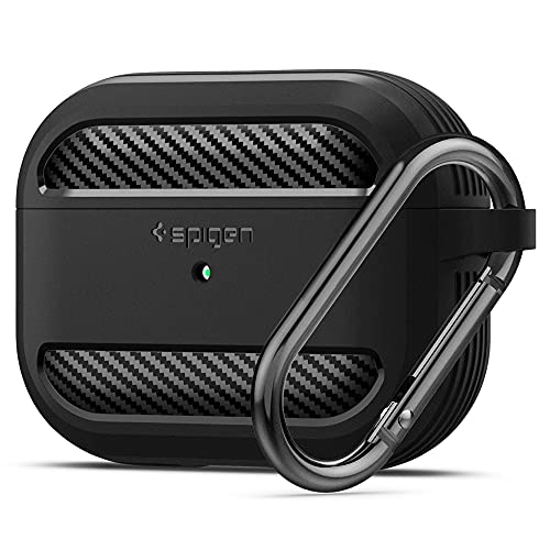 Spigen Rugged Armor Designed for Airpods Pro Case Cover Protective Airpods Pro Case with Keychain - Matte Black