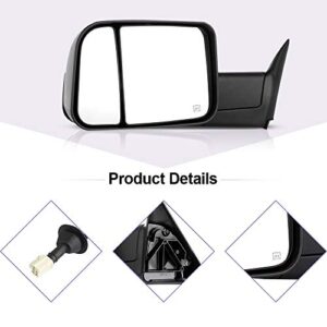 ANPART Towing Mirrors Fit for 1998-2002 FOR DODGE For Ram For 1500 Ram For 2500 Ram For 3500 Truck Tow Mirrors With A Pair LH and RH Side Power Regulation with Heating No Turn Signal Lamp