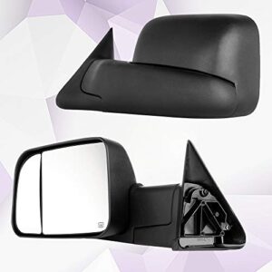 ANPART Towing Mirrors Fit for 1998-2002 FOR DODGE For Ram For 1500 Ram For 2500 Ram For 3500 Truck Tow Mirrors With A Pair LH and RH Side Power Regulation with Heating No Turn Signal Lamp