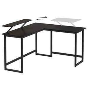 VASAGLE L-Shaped Computer Desk, Industrial Workstation for Home Office Study Writing and Gaming, Space-Saving, Easy Assembly, 55.1”D x 51.2”W, Black
