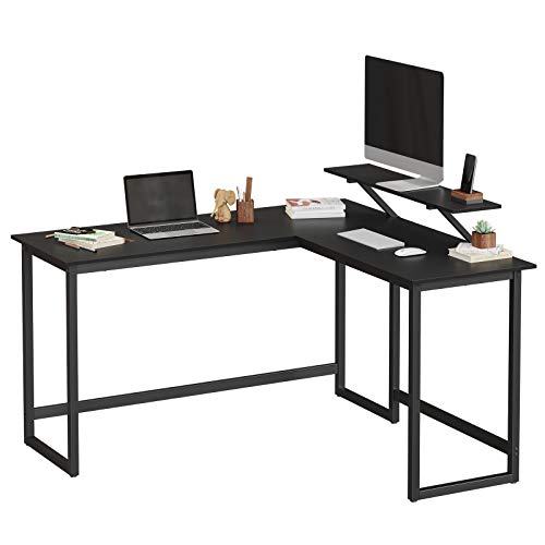 VASAGLE L-Shaped Computer Desk, Industrial Workstation for Home Office Study Writing and Gaming, Space-Saving, Easy Assembly, 55.1”D x 51.2”W, Black