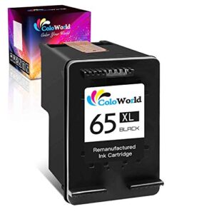 coloworld remanufactured ink cartridge replacement for hp 65xl 65 xl work with envy 5052 5055 5000 5012 5010 5020 5030 deskjet 2600 2622 2652 3722 3755 3752 2640 2635 amp 120 100 printer (1 black )