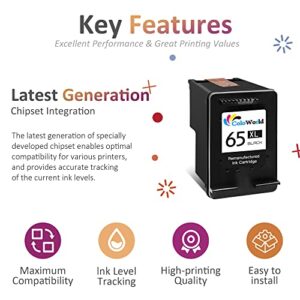 ColoWorld Remanufactured Ink Cartridge Replacement for HP 65XL 65 XL Work with Envy 5052 5055 5000 5012 5010 5020 5030 DeskJet 2600 2622 2652 3722 3755 3752 2640 2635 AMP 120 100 Printer (1 Black )