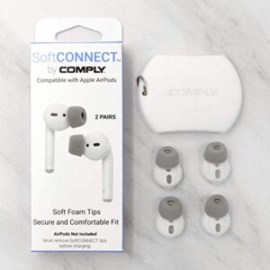 Comply SoftCONNECT Soft Foam Replacement Earphone Tips for Apple AirPods (Gen. 1 & 2), Apple Earpods, and Comparable Headphones (Large, 2 Pairs)