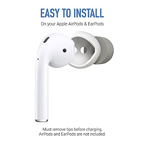 Comply SoftCONNECT Soft Foam Replacement Earphone Tips for Apple AirPods (Gen. 1 & 2), Apple Earpods, and Comparable Headphones (Large, 2 Pairs)