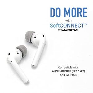 Comply SoftCONNECT Soft Foam Replacement Earphone Tips for Apple AirPods (Gen. 1 & 2), Apple Earpods, and Comparable Headphones (Large, 2 Pairs)