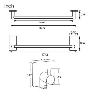 Taozun 16-Inch Towel Bar - Self Adhesive Bathroom Towel Holder with 2 Packs Towel Hooks, Stainless Steel Bathroom Hardware Accessory Kit, No Drilling