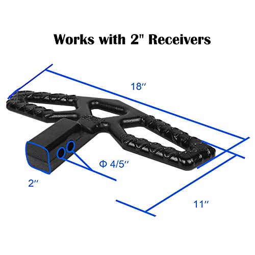 Eapele Tow Hitch Step for 2 inch Receivers, Solid Steel Construction Rust Free Powder Coated, 10,000lbs Rated Tow Strap Capacity