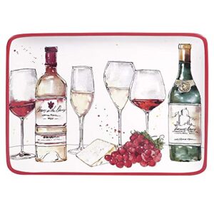 certified international napa rectangular platter. 16" x 12" x 1", multi colored