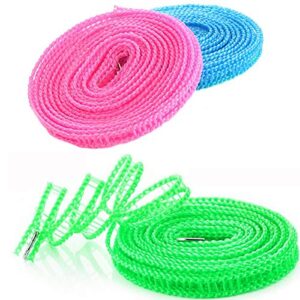 foshine clotheslines 3 pack blue pink green 1.64ft length camping clothesline clothes drying rope portable windproof travel 5m clothesline for indoor outdoor laundry windproof clothes line