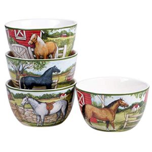 certified international clover farm 5.25" ice cream/dessert bowls, set of 4 assorted designs, multi colored