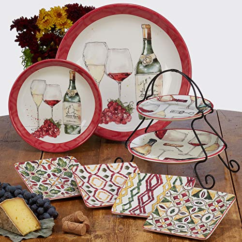 Certified International Napa 2 Tier Serving Platter, Multi Colored