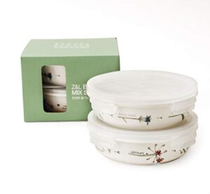 rachel barker meadow flower porcelain serve and store airtight container mix set of 2, 14oz (bowl)