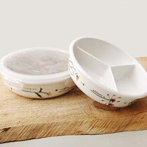 RACHEL BARKER Meadow Flower Porcelain Serve and Store Airtight Container Mix Set of 2, 14oz (BOWL)
