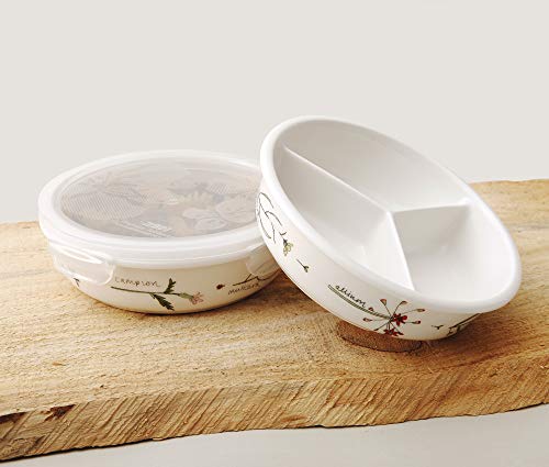 RACHEL BARKER Meadow Flower Porcelain Serve and Store Airtight Container Mix Set of 2, 14oz (BOWL)