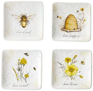 certified international bee sweet 6" canape/luncheon plates, set of 4 assorted designs