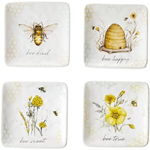 Certified International Bee Sweet 6" Canape/Luncheon Plates, Set of 4 Assorted Designs