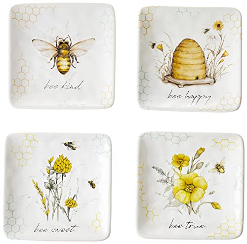 Certified International Bee Sweet 6" Canape/Luncheon Plates, Set of 4 Assorted Designs