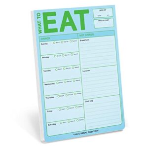 knock knock what to eat pad (turquoise / pastel), magnetic meal planning note pad with magnet, 6 x 9-inches