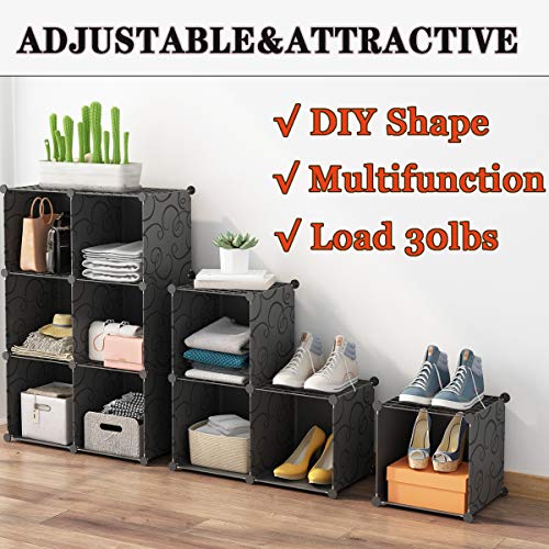 KOUSI Portable Storage Cubes-14" x14"(Load-Bearing Metal Panel) Modular Bookshelf Units,Clothes Storage Shelves,Room Organizer,Black,25 Cubes