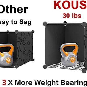 KOUSI Portable Storage Cubes-14" x14"(Load-Bearing Metal Panel) Modular Bookshelf Units,Clothes Storage Shelves,Room Organizer,Black,25 Cubes