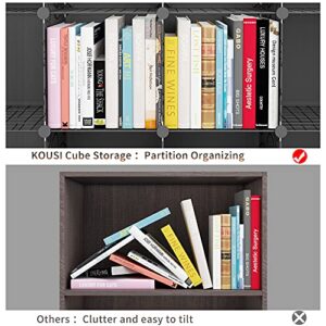 KOUSI Portable Storage Cubes-14" x14"(Load-Bearing Metal Panel) Modular Bookshelf Units,Clothes Storage Shelves,Room Organizer,Black,25 Cubes