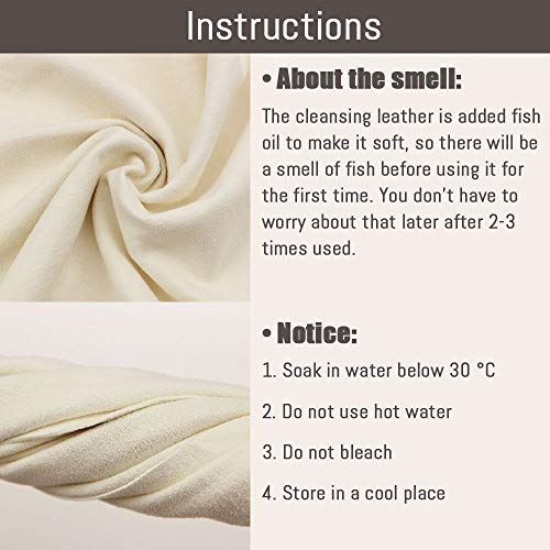 Chamois Cloth for Car - 35'' x 23.6'' (5.7 sq ft) - Extra Large Drying Towel Natural Shammy Towel Real Leather Washing Cloth Cleaning Towel Car Wipes