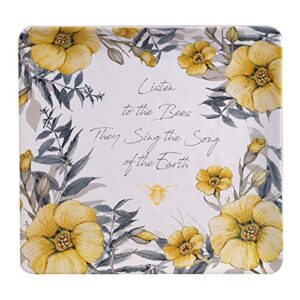 certified international bee sweet square platter, 12.5" x 12.5" x 1", multi colored, large