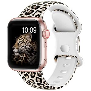 oribear compatible with apple watch band 40mm 38mm elegant floral bands for women soft silicone solid pattern printed replacement strap band for iwatch series 4/3/2/1 s/m romantic flowers, sexy leopard